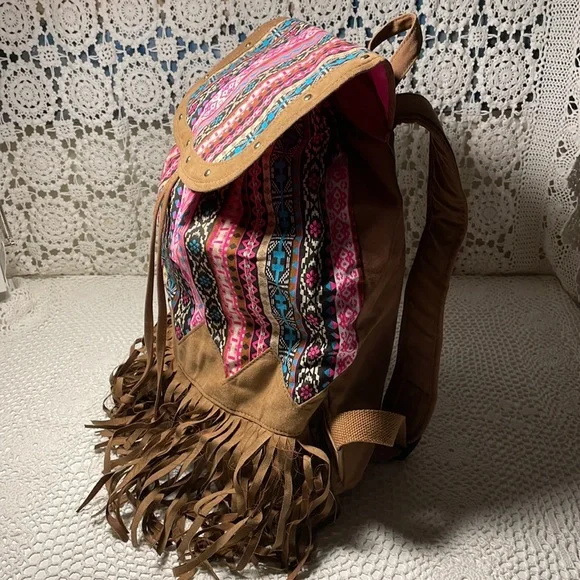Justice Multicolor Fringe Backpack - Picture 6 of 15